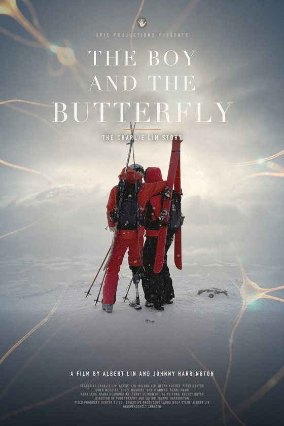The Boy and the Butterfly poster: Albert and Charlie Lin on a snow summit
