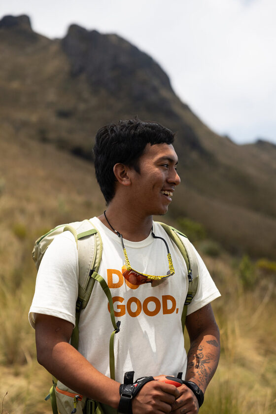 An athlete on the approach to Cayambe, Ecuador